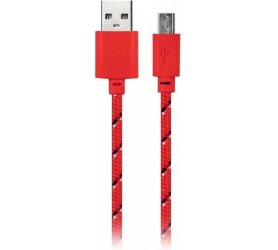Дата-кабель SMARTBUY USB - micro USB нейлон, длина 1 м, красный iK-12n red 1