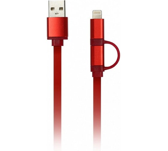 Дата-кабель SMARTBUY USB - 2 в 1 Micro+8 pin, длина 1 м, красный iK-212 red