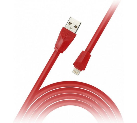 Дата-кабель SMARTBUY USB - 8-pin для Apple плоский, длина 1 м, красный iK-512r red