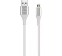 Дата-кабель SMARTBUY Type C кабель в резиновой оплетке Gear 1 м, металлический наконечник, 2А, белый iK-3112ERG white