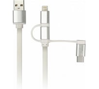 Дата-кабель SMARTBUY USB - 3 в 1 Micro+Type-C+8 pin, длина 1 м, белый iK-312 white