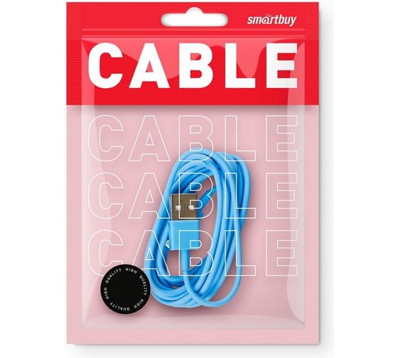 Дата-кабель SMARTBUY USB - 8-pin для Apple цветные, длина 1 м, голубой iK-512c blue