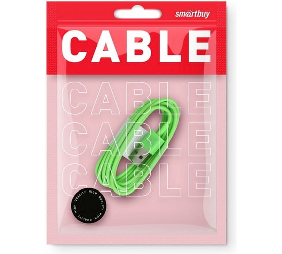 Дата-кабель SMARTBUY USB - 8-pin для Apple цветные, длина 1 м, зеленый iK-512c green