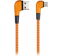Дата-кабель SMARTBUY MicroUSB SOCKS L-TYPE оранжевый, 2 А, 1 м iK-12NSL orange