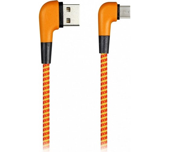 Дата-кабель SMARTBUY MicroUSB SOCKS L-TYPE оранжевый, 2 А, 1 м iK-12NSL orange 1