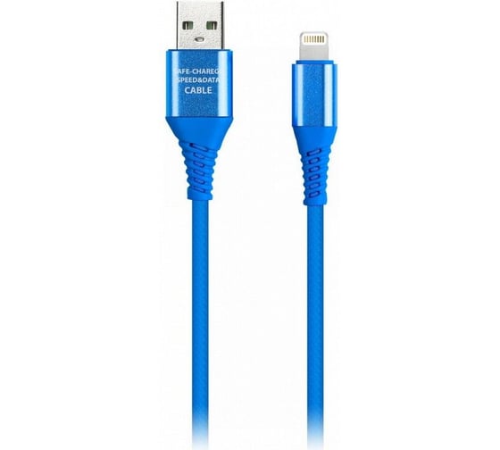 Дата-кабель SMARTBUY 8pin кабель в резиновой оплетке Gear 1 м, металлический наконечник, 2А, синий iK-512ERGbox blue 1