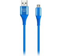 Дата-кабель SMARTBUY Micro кабель в резиновой оплетке Gear 1 м, металлический наконечник, 2А, синий iK-12ERG blue