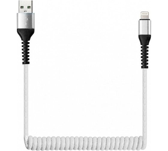 Дата-кабель SMARTBUY USB - 8-pin для Apple спиральный, длина 1 м, белый iK-512sp white