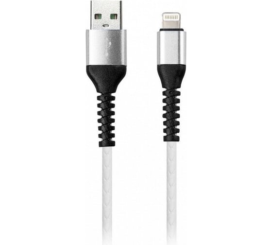 Дата-кабель SMARTBUY USB - 8-pin для Apple спиральный, длина 1 м, белый iK-512sp white