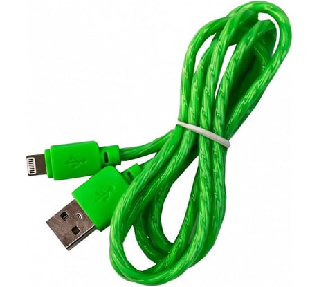 Дата-кабель SMARTBUY 8pin SILICONE SPIRAL зеленый, 2 А, 1 м iK-512SPS green
