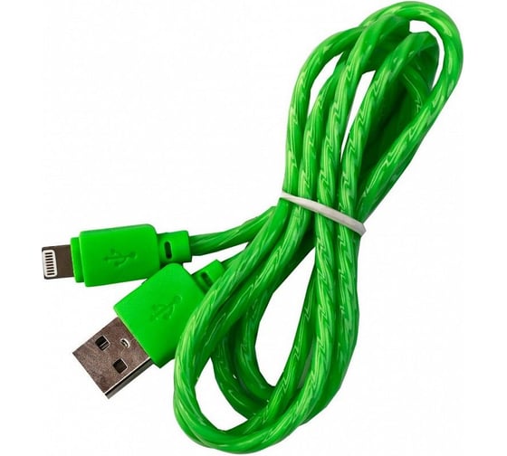 Дата-кабель SMARTBUY 8pin SILICONE SPIRAL зеленый, 2 А, 1 м iK-512SPS green