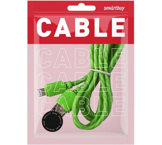 Дата-кабель SMARTBUY 8pin SILICONE SPIRAL зеленый, 2 А, 1 м iK-512SPS green