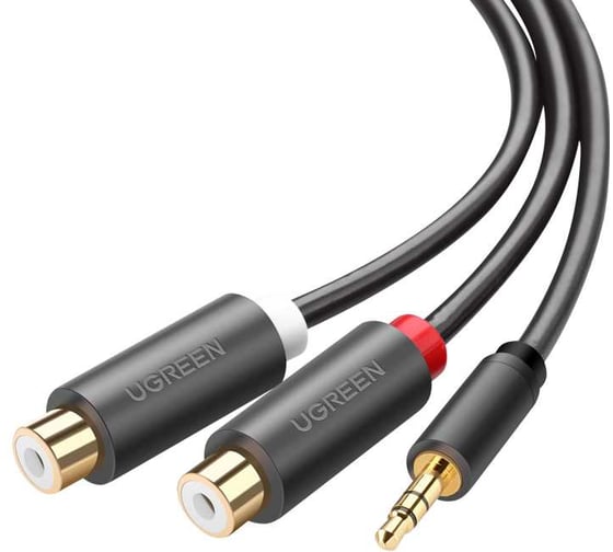 Кабель Ugreen AV109 3.5mm Male to 2RCA Female Cable, 25см, серый 10547_ 1