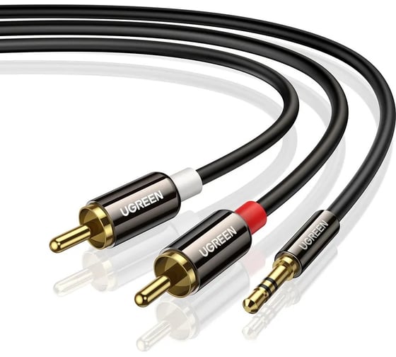 Кабель Ugreen AV116 3.5mm Male to 2RCA Male Cable, 1.5м, черный 10583_