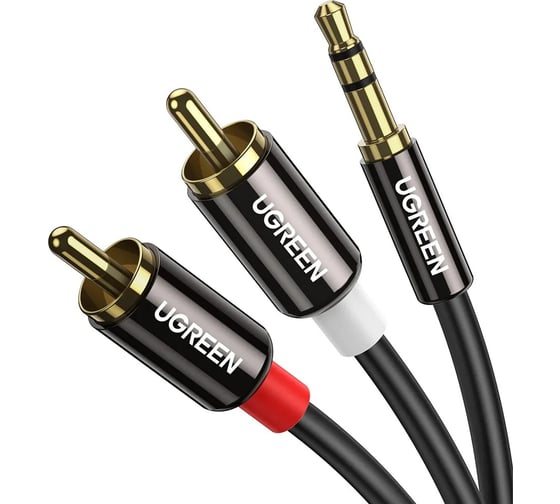 Кабель Ugreen AV116 3.5mm Male to 2RCA Male Cable, 5м, черный 10591_