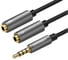 Кабель Ugreen AV141 3.5mm male to 2 Female Audio Cable Aluminum Case, 20см, черный 30619_ 1