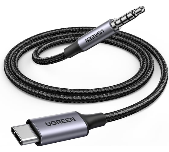 Кабель Ugreen CM734 USB-C to 3.5mm Audio Cable With Chip, 1м, серый 35056_