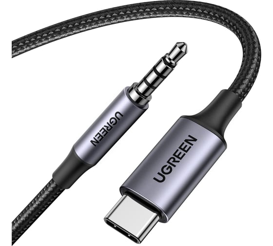 Кабель Ugreen CM734 USB-C to 3.5mm Audio Cable With Chip, 1м, серый 35056_