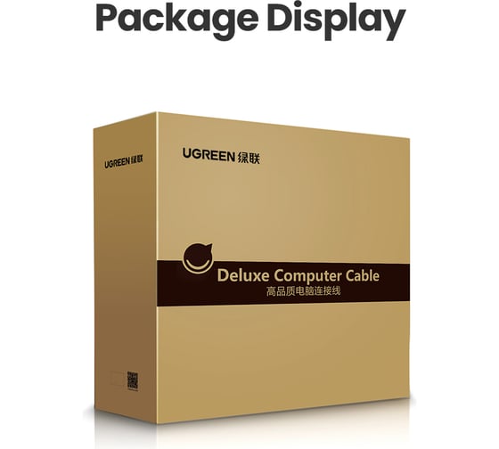 Кабель Ugreen DP114 DP 1.4 Male to Male Plastic Case Braided Cable, 1м, черный 80390_