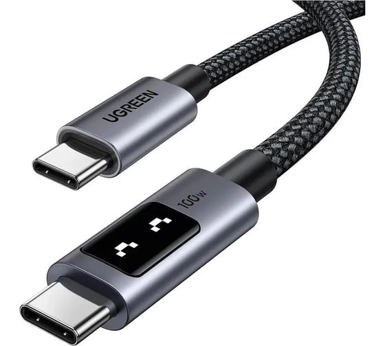 Кабель Ugreen L509 UNO Type C 2.0 Male To Type C 2.0 Male Robot 5A Data Cable, 1м, черный/серый 35501_