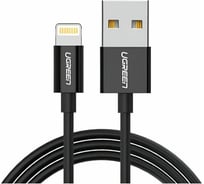 Кабель Ugreen US155 USB-A Male to Lightning Male Cable Nickel Plating ABS Shell, 1м, черный 80822