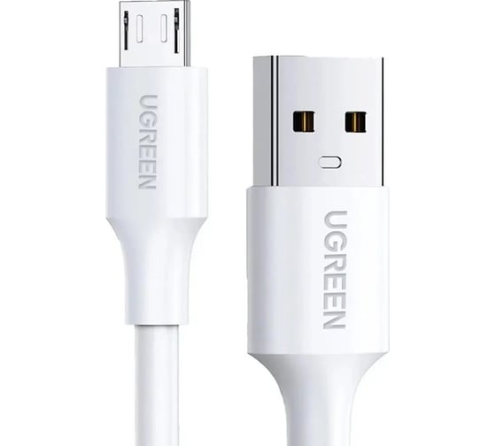 Кабель Ugreen US289 USB 2.0 A to Micro USB Cable Nickel Plating, 0.5м, белый 60140_