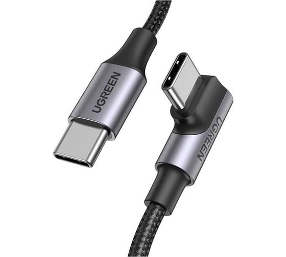 Кабель Ugreen US334 USB-C 2.0 Male To Angled 90 USB-C 2.0 Male 5A Data Cable, 3м, черный 20583_ 1