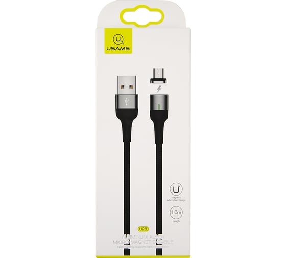 Дата-Кабель USAMS US-SJ328 U28 USB – Micro USB, 3A (1 м) с индик., магн., нейлон.опл., УТ000023901