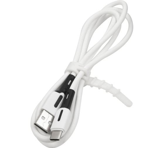 USAMS Дата-Кабель SJ433 USB - Type-C с индикатором (1 м) силиконовый, белый УТ000021052