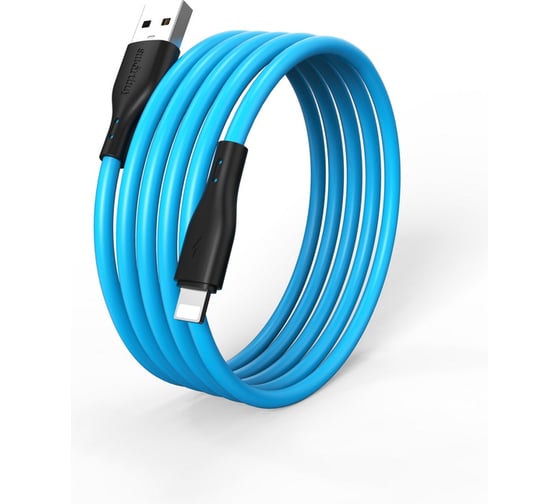 Кабель для зарядки и передачи данных SMARTBUY S21 Lightning синий, 2.4 А, силикон, 1 м iK-512-S21bb 1