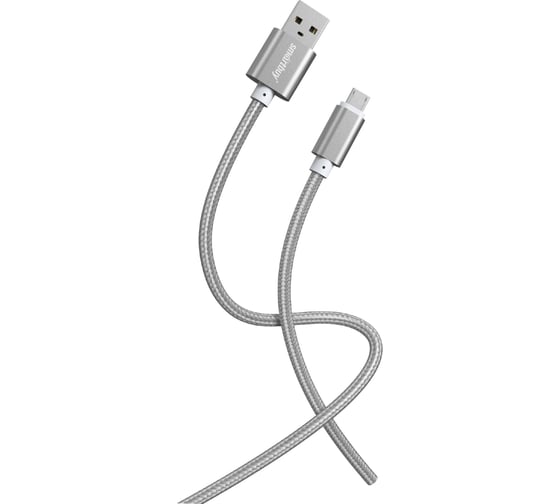 Кабель для зарядки и передачи данных SMARTBUY S02 MicroUSB серый, 3 А, 1 м iK-12-S02dg 1