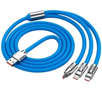 Кабель быстрой зарядки ZDK 3в1 (usb type c, micro usb, lightning) 120 см, цвет синий, one30blue