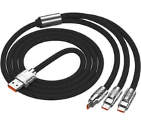 Кабель быстрой зарядки ZDK 3в1 (usb type c, micro usb, lightning) 120 см, цвет черный, one30black