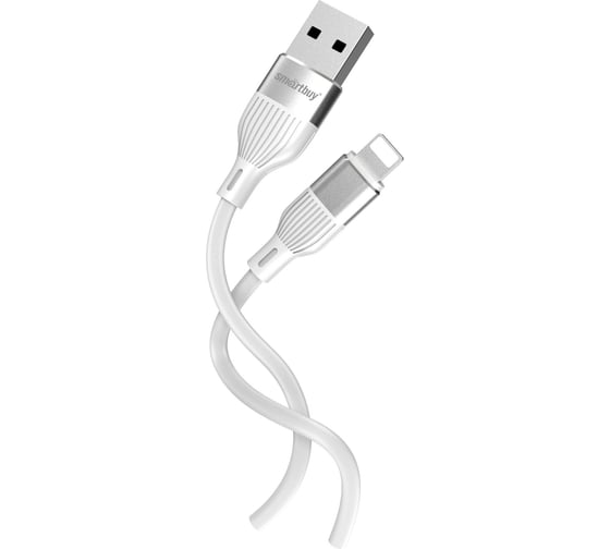 Кабель для зарядки и передачи данных SMARTBUY S72 Lightning белый, 2.4 А, силикон, 1 м iK-512-S72w 1