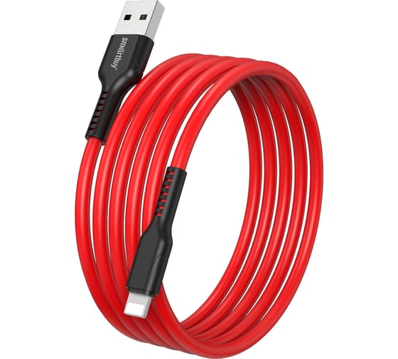 Кабель для зарядки и передачи данных SMARTBUY S21 Lightning красный, 2.4 А, силикон, 1 м iK-512-S21br 1
