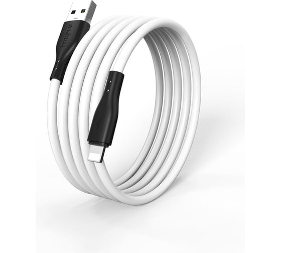 Кабель для зарядки и передачи данных SMARTBUY S21 Lightning белый, 2.4 А, силикон, 1 м iK-512-S21bw 1
