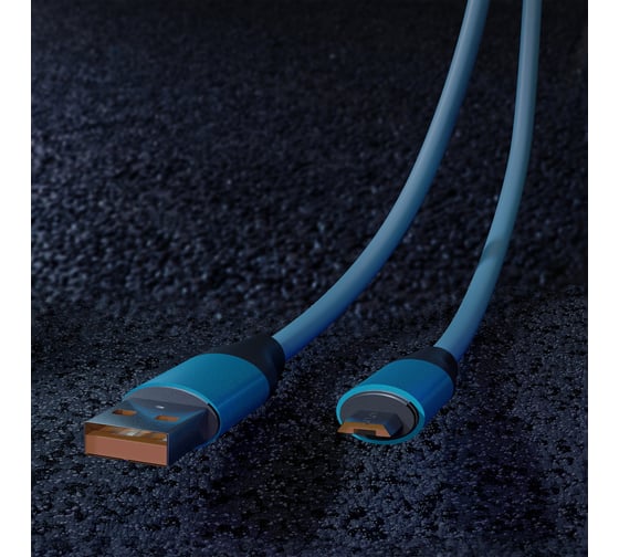 Кабель для зарядки и передачи данных SMARTBUY супертолстый BOLD MICRO USB синий, 3А, TPE, 1 м IK-12BOLD-BLUE