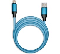 Кабель для зарядки и передачи данных SMARTBUY супертолстый BOLD LIGHTNING синий, 3А, TPE, 1 м IK-512BOLD-BLUE