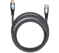 Кабель для зарядки и передачи данных SMARTBUY прозрачные наконечники TYPE C - LIGHTNING черный, 3А, нейлон, 1 м IK-12-PDTRANSP-BLACK