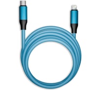 Кабель для зарядки и передачи данных SMARTBUY супертолстый BOLD TYPE C - LIGHTNING синий, 3А, TPE, 1 м IK-12-PDBOLD-BLUE