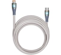 Кабель для зарядки и передачи данных SMARTBUY прозрачные наконечники TYPE C - LIGHTNING серый, 3А, нейлон, 1 м IK-12-PDTRANSP-GRAY