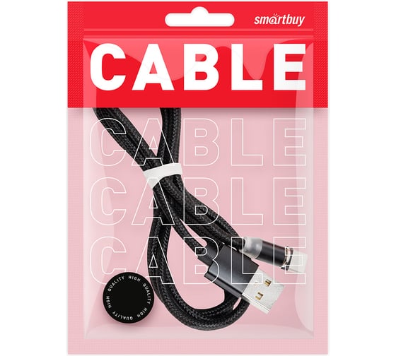 Кабель зарядки SMARTBUY с магнитным отсоединяемым наконечником Type C, длина 1.0 м, 2 А, черный iK-3110mt-2