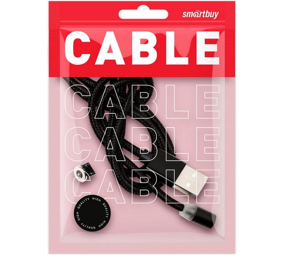 Кабель зарядки SMARTBUY с магнитным отсоединяемым наконечником MicroUSB, длина 1.0 м, 2 А, черный iK-10mt-2