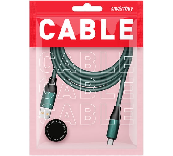 Кабель для зарядки и передачи данных SMARTBUY супертолстый BOLD MICRO USB мятный, 3А, TPE, 1 м IK-12BOLD-MINT