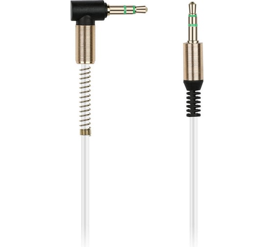 AUX кабель SMARTBUY 3.5-3.5 мм M-M, 1 м, белый, с Г-образным наконечником 100 A-35-35-fold white
