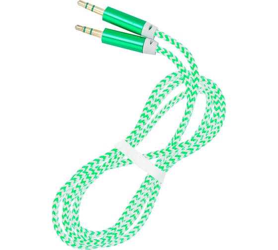 AUX кабель SMARTBUY 3.5-3.5 мм M-M, 1 м, зеленый, нейлоновая оплетка 100 A-35-35 green