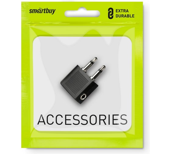 Адаптер-переходник для наушников SMARTBUY в самолет, Jack 3.5 мм F - 2x3.5 мм M, F 200 A209