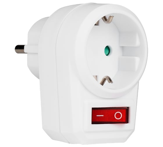 Разветвитель Jаzzway 16А AD-1GS, с заземлением и выключателем IP20 2853387