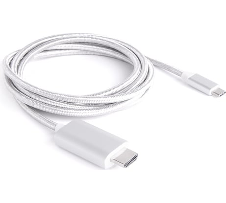 Шнур Atom Evolution USB Type-C 3.1 - HDMI, 1,8 м, штекер/штекер, 4К, 30Гц, серебряный, 31004