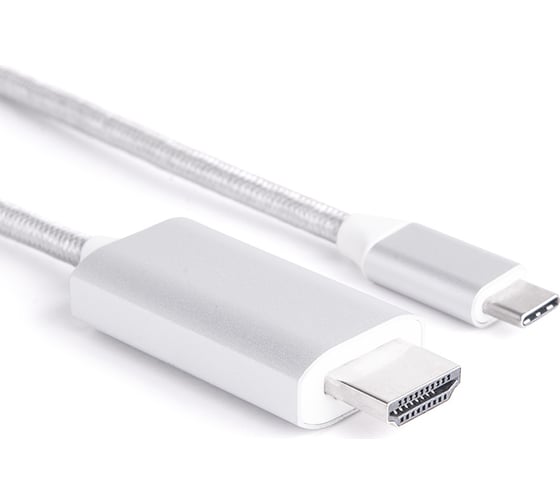 Шнур Atom Evolution USB Type-C 3.1 - HDMI, 1,8 м, штекер/штекер, 4К, 30Гц, серебряный, 31004